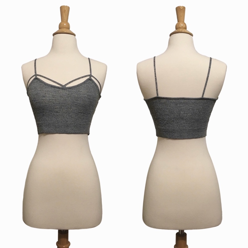 Strappy Criss Cross Crop Bralette Heather Grey - Picture 2 of 2
